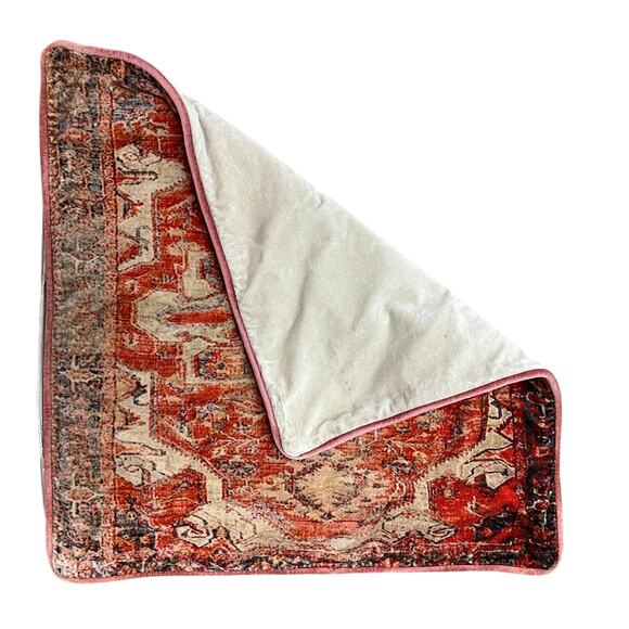 Pottery Barn Velvet Pillow Cover with Piping Distressed Boho 22x22 - Picture 2 of 4